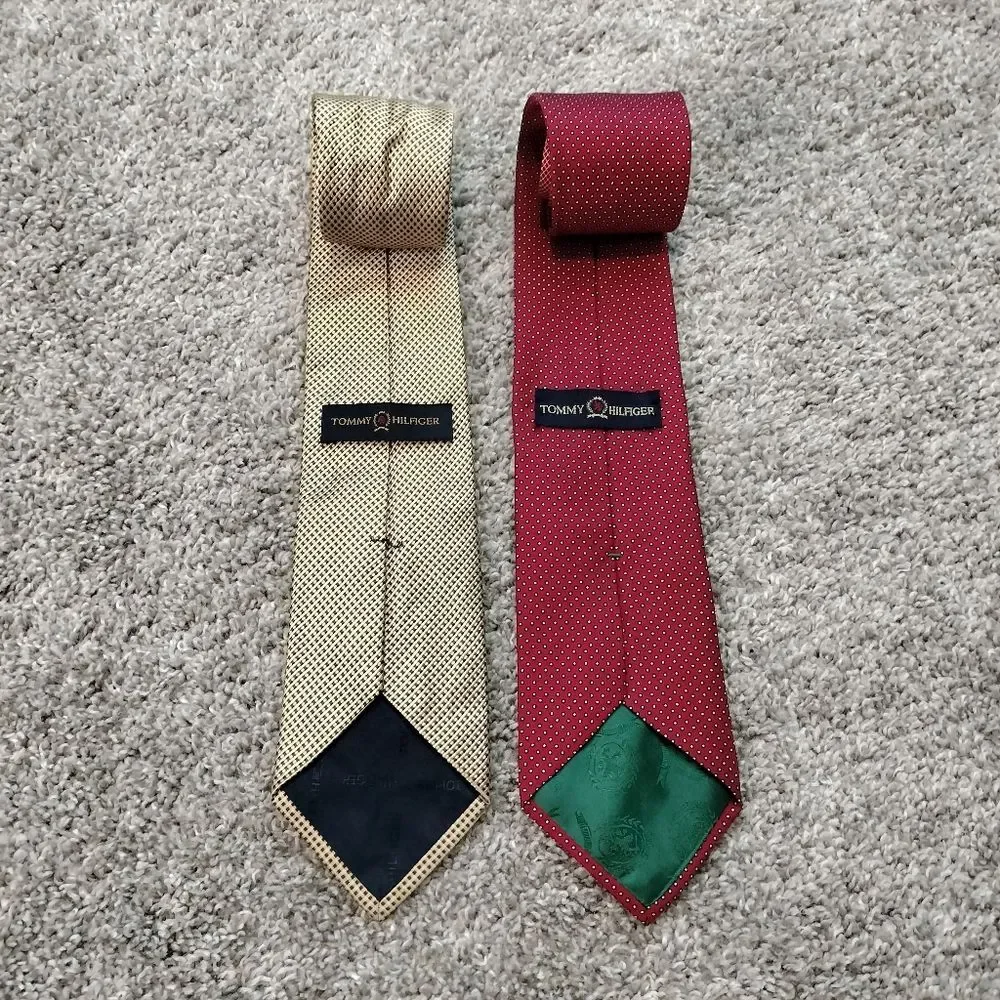 Vintage 2-Pack Tommy Hilfiger Silk Red and Gold Men's Ties